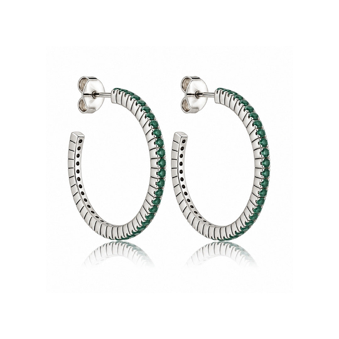 Brinco de Argola Esmeralda em Prata
