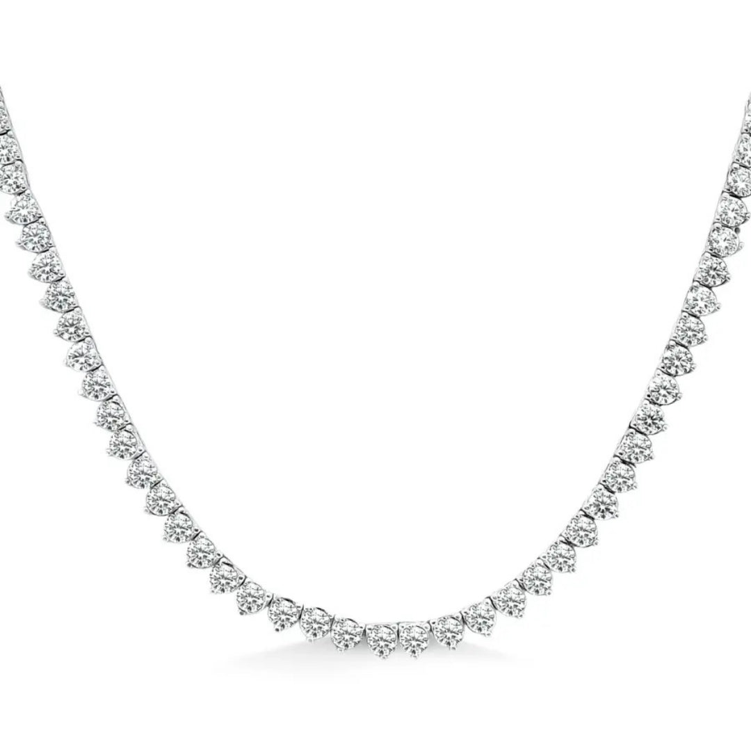 Colar Riviera 3 Pontas Moissanite 12,4CT - 3mm