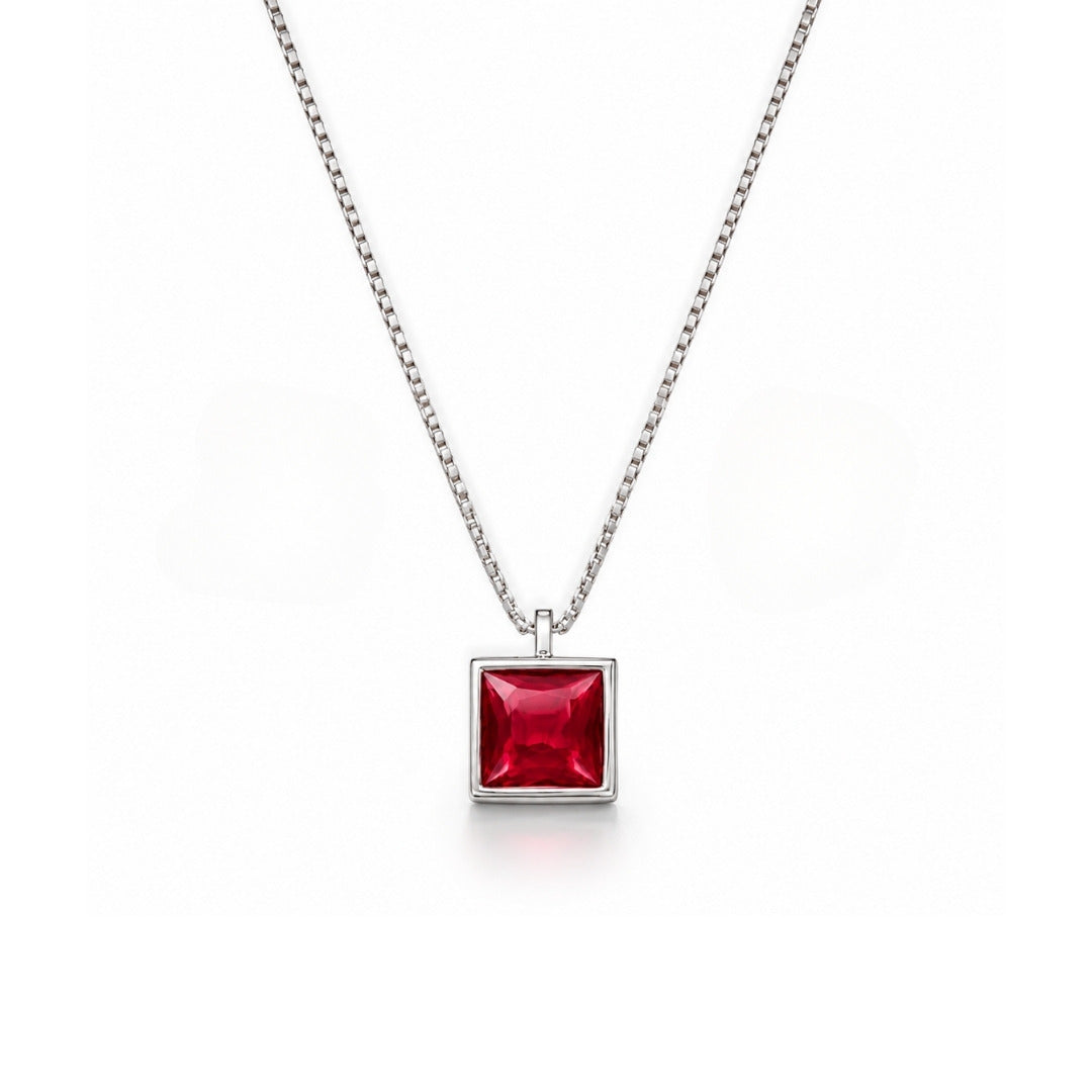 Conjunto Quadrado Cristal Vermelho de Prata