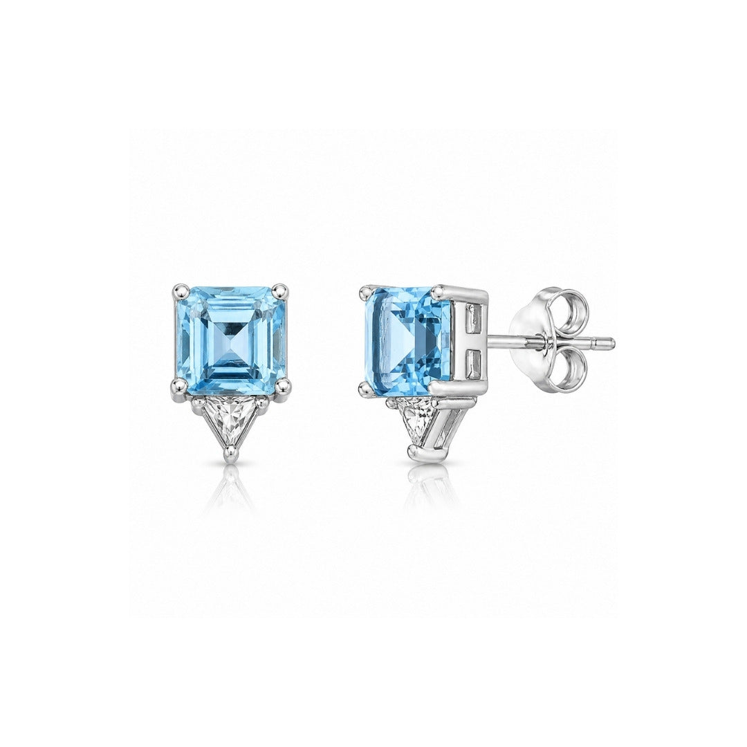 Brinco Moissanite com Topázio Azul