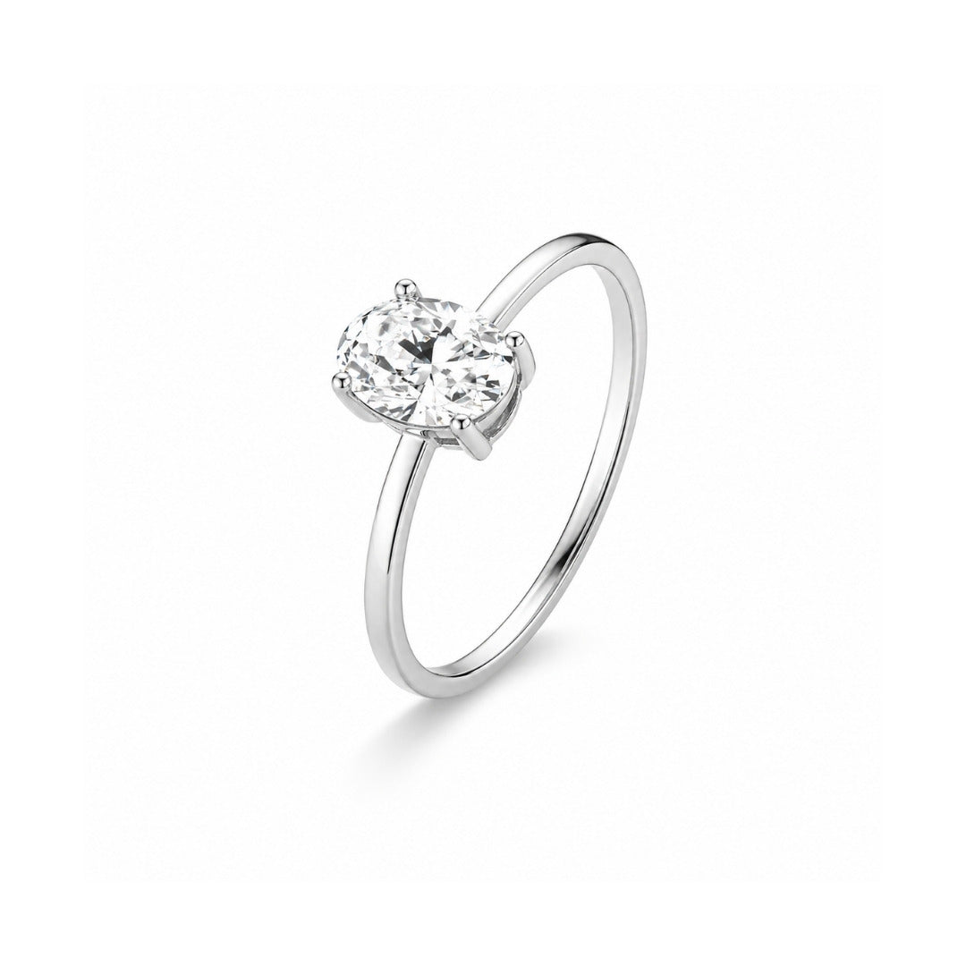 Anel Solitário Oval Moissanite 1CT