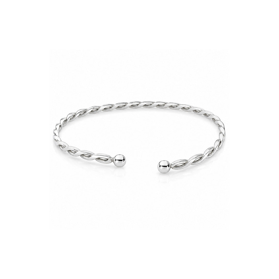 Pulseira Bracelete Trançado em Prata