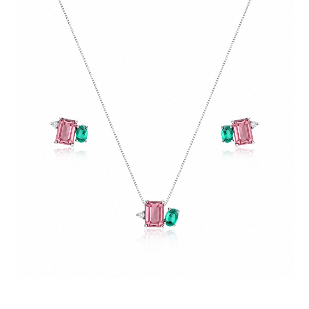 Conjunto de Prata com Zircônia - Elegância Sofisticada