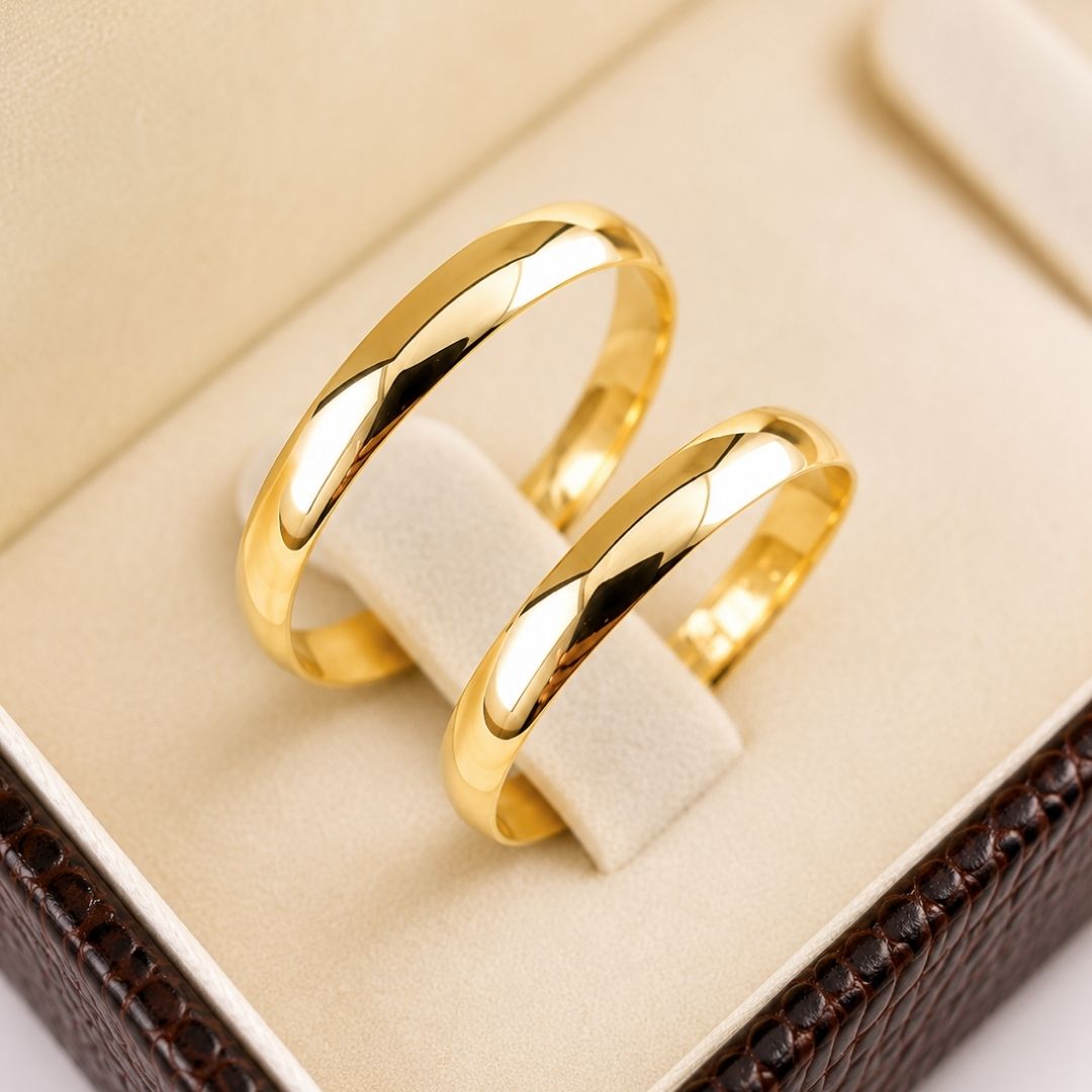 Par De Aliança De Ouro 6k Tradicional Com 3mm