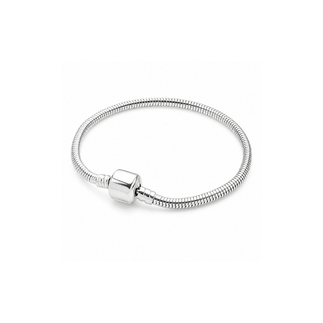 Pulseira para Berloques em Prata com Fecho Tambor Liso