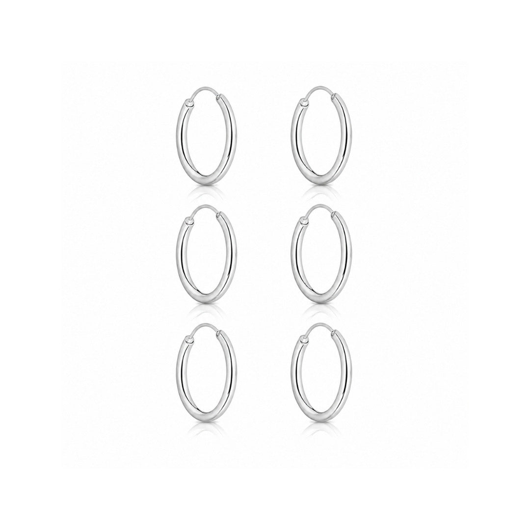 Argola Trio Lisa de Prata  Pequena -  1,3cm