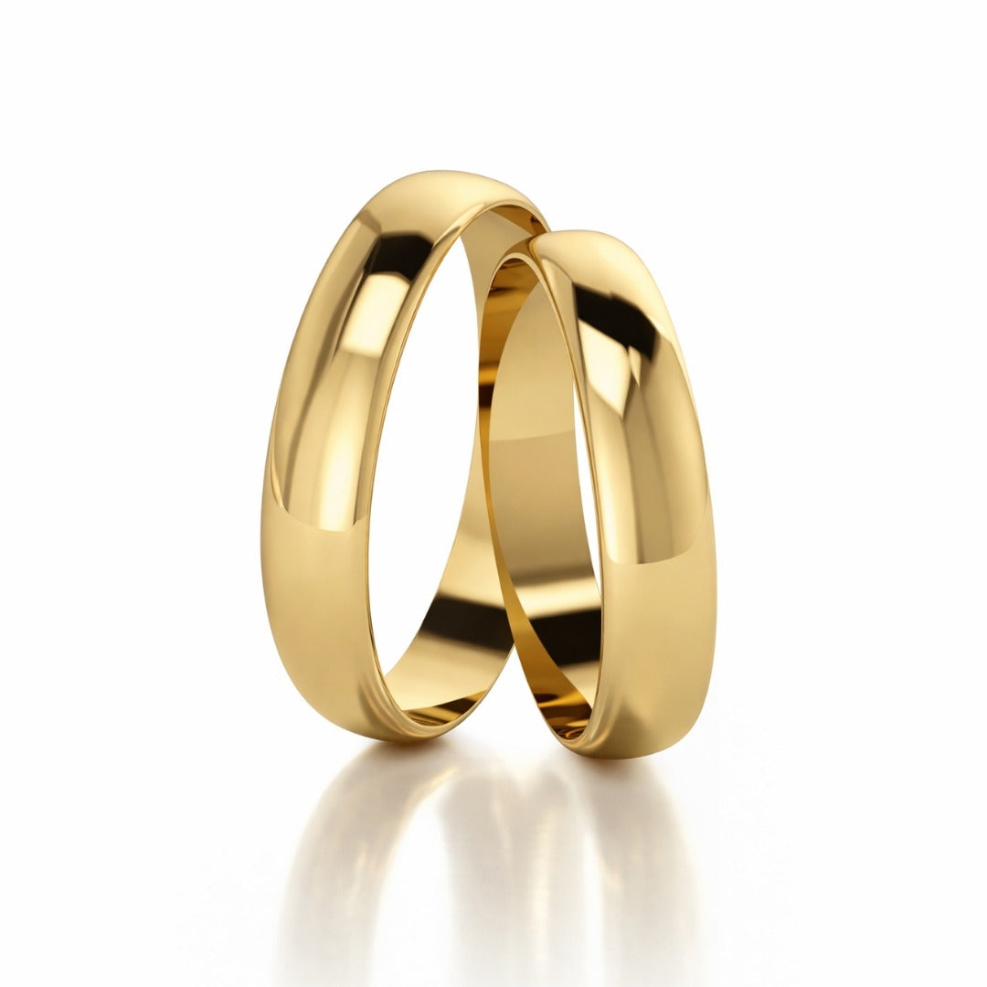 Par De Aliança De Ouro 6k Tradicional Com 5mm