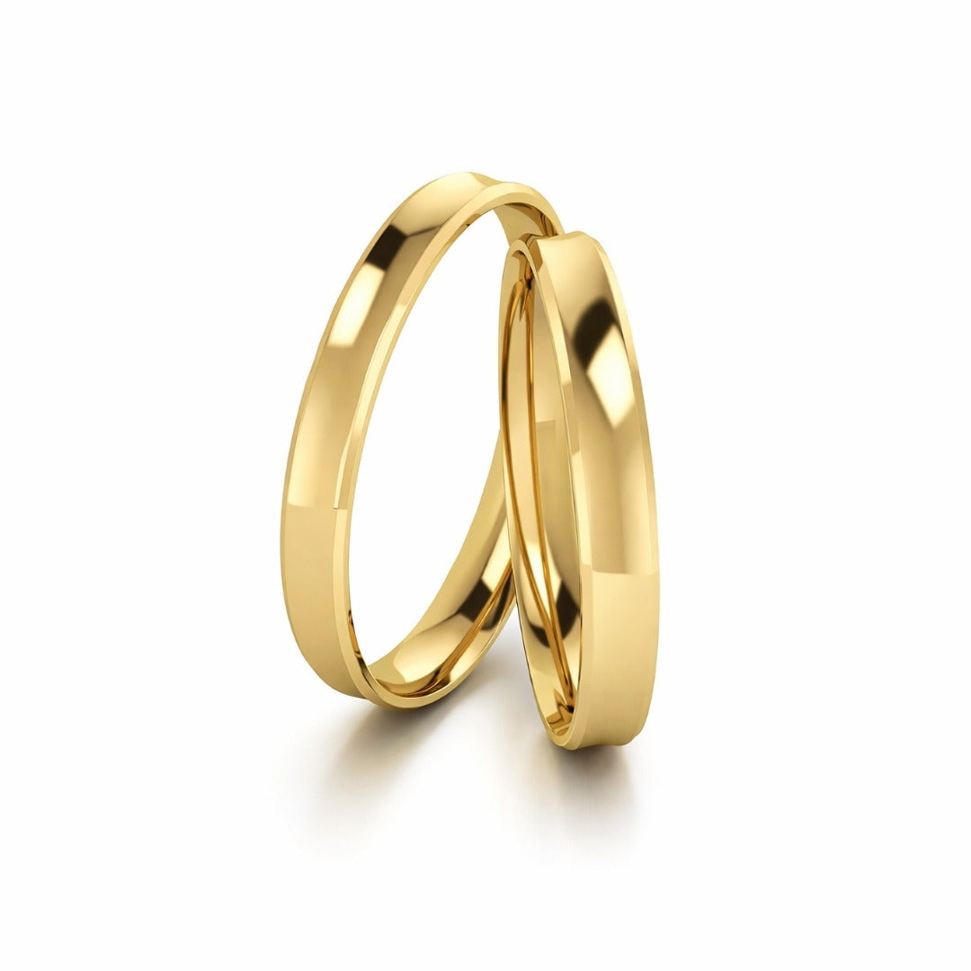 Par De Aliança De Ouro 18k Côncavo Com 3mm