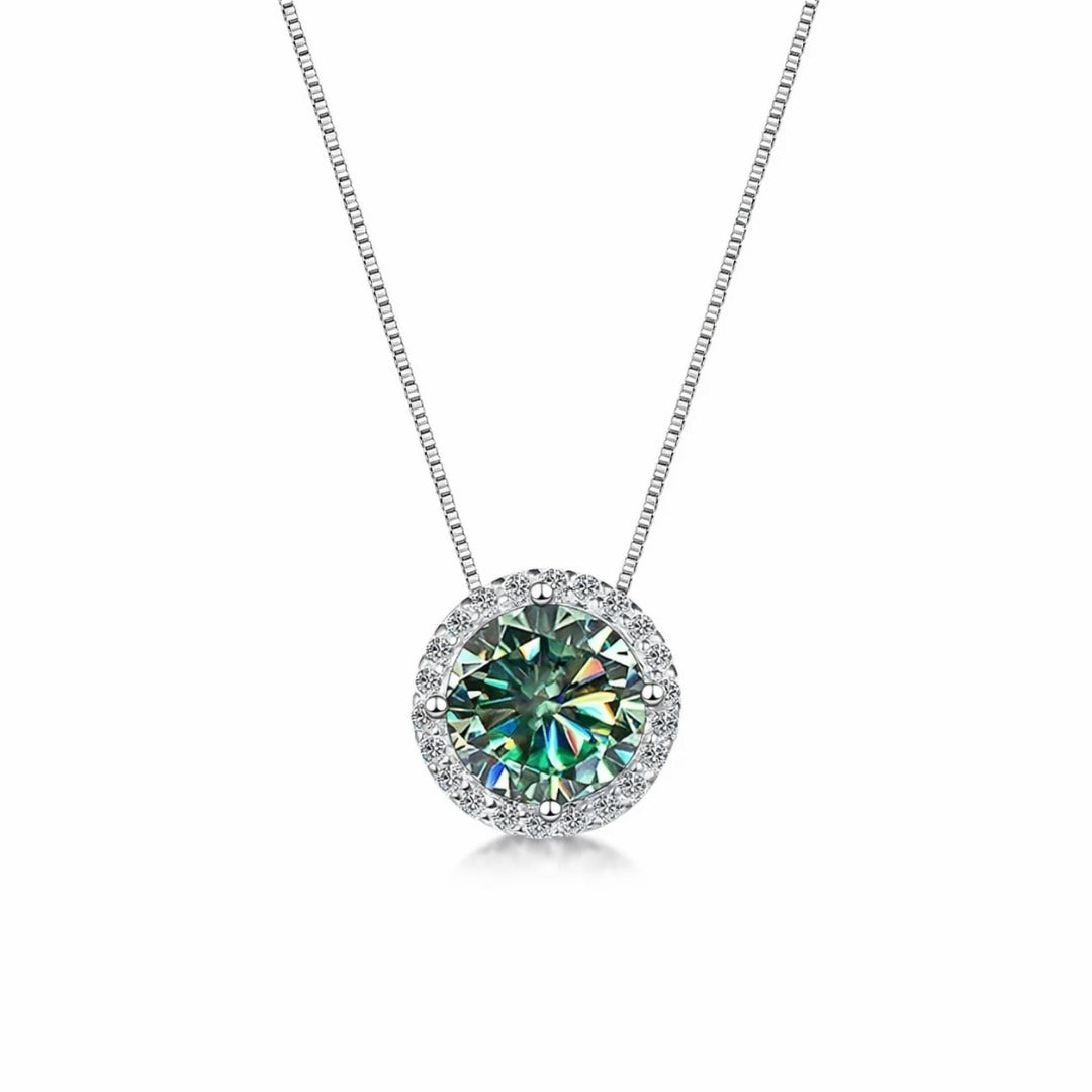Colar Moissanite Emerald Green Vivid  0.8CT - 6mm