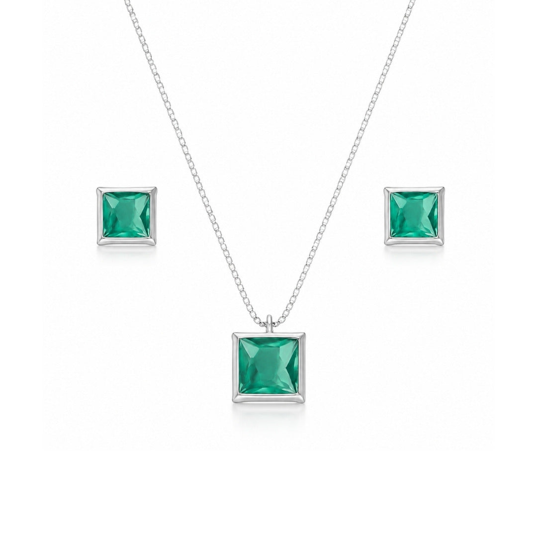 Conjunto Quadrado Turmalina de Prata