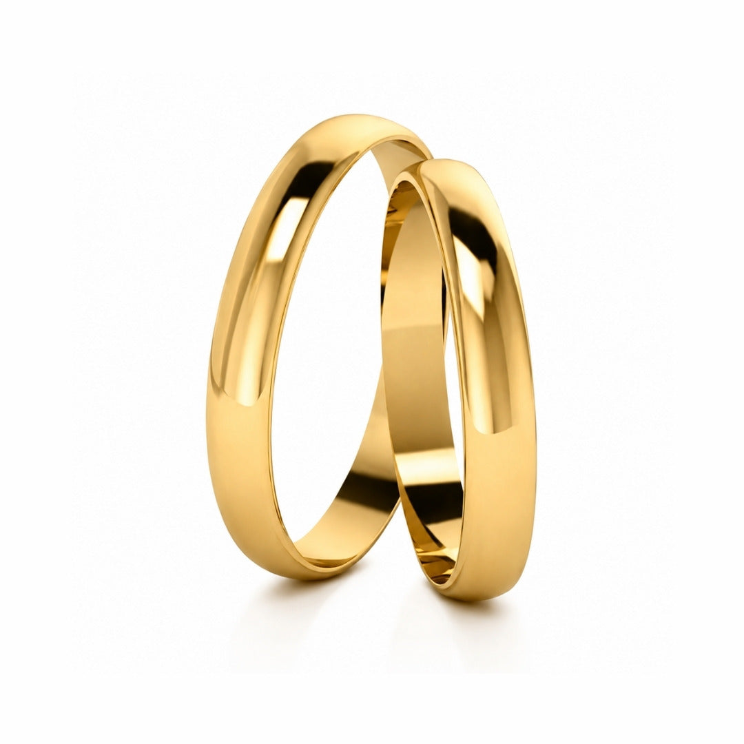 Par De Aliança De Ouro 6k Tradicional Com 4mm