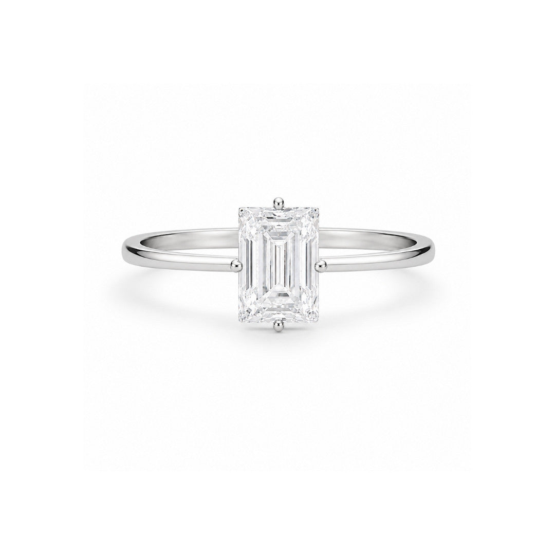 Anel Solitário Retangular  Moissanite 1.0CT - 5x7mm