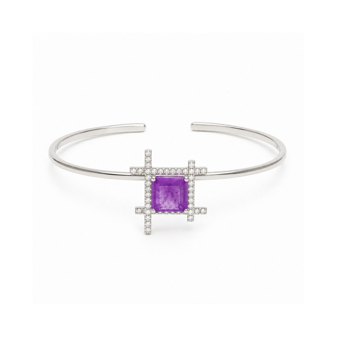 Pulseira Bracelete Fusion Ametista de Prata