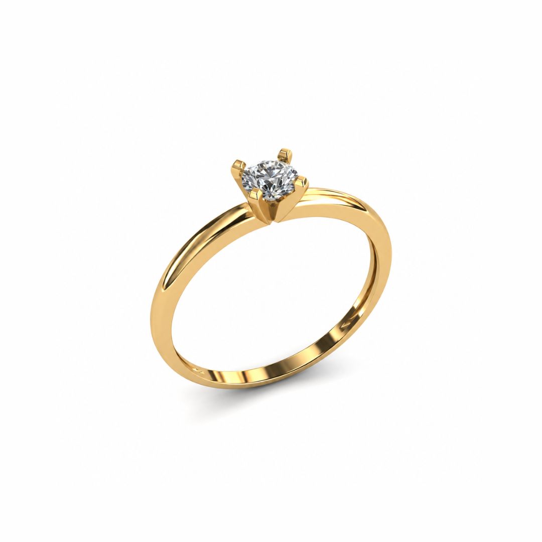 Anel Solitário Imperial em Ouro 18K com Zircônia