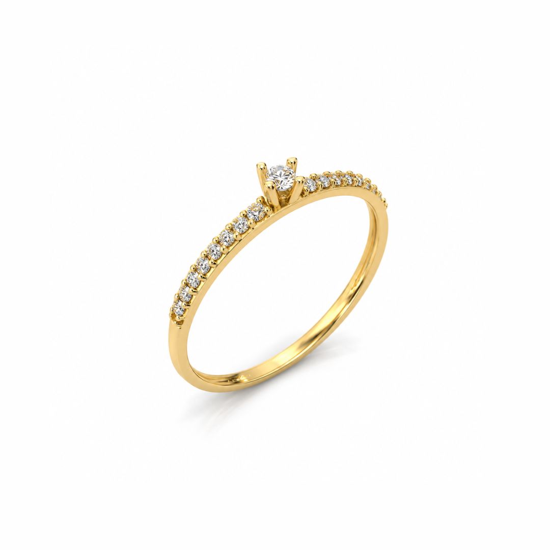 Anel Solitário Lumi em Ouro 18K com Zircônias