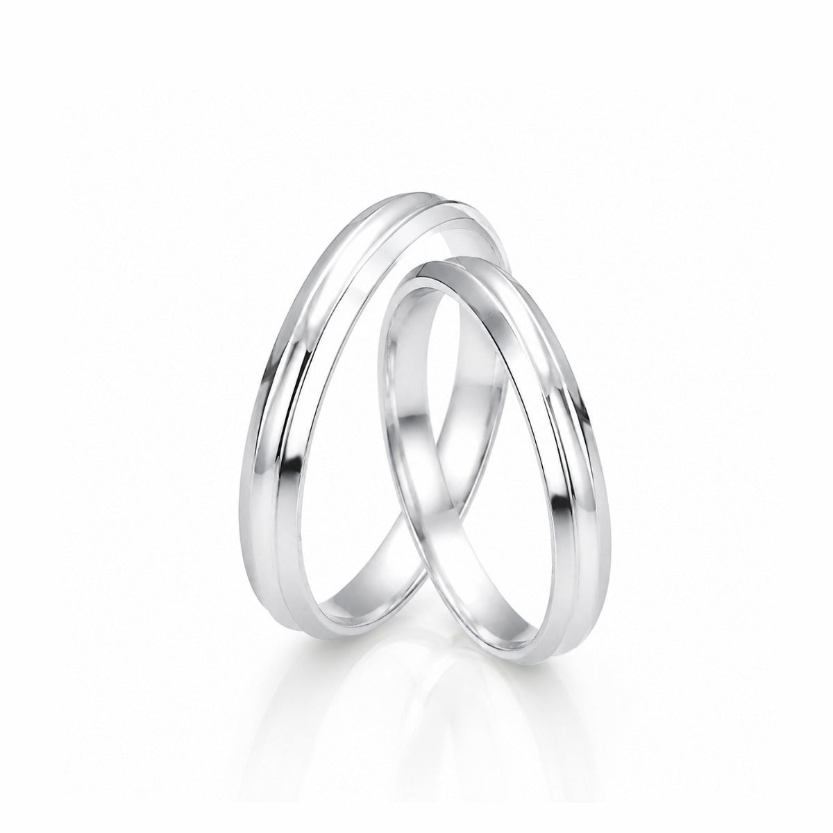 Par Alianças Tradicional com Friso Prata 950 - 4mm