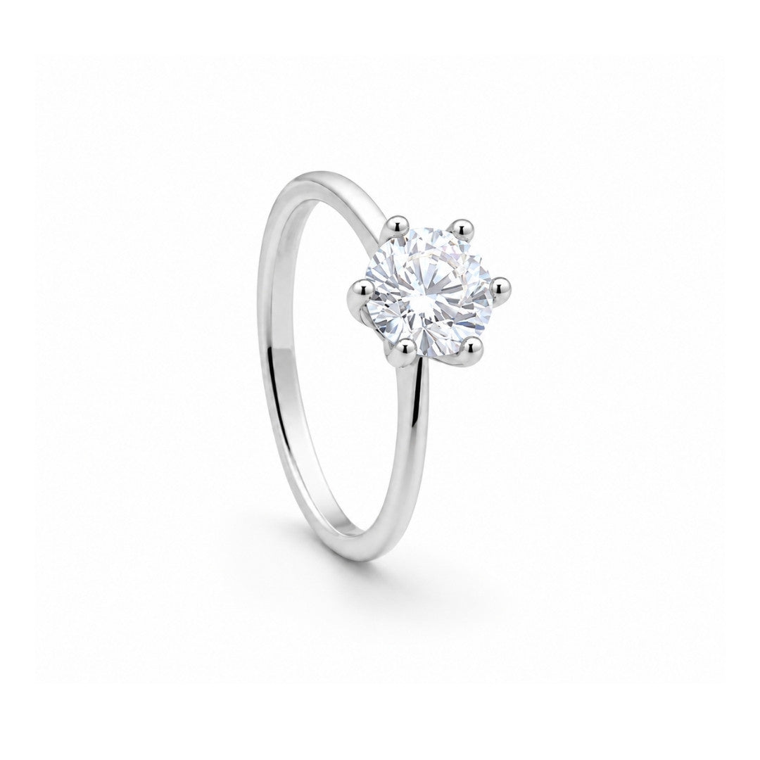 Anel Solitário Clássico Moissanite 0.8CT - 6mm