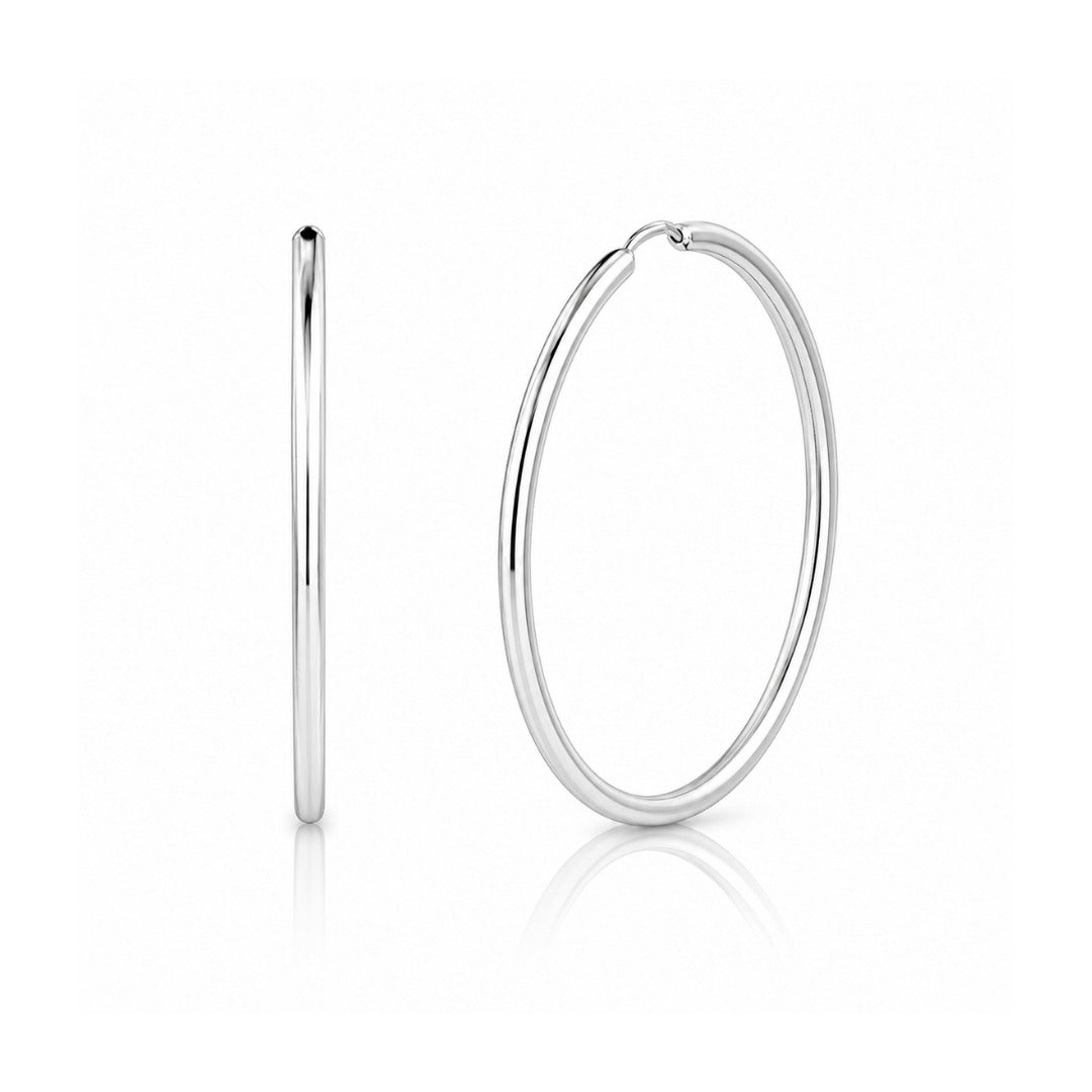 Brinco de Argola Meia Cana em Prata 925  - 3,5cm