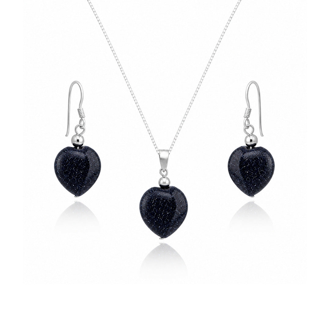Conjunto Coração Pedra Estrela de Prata