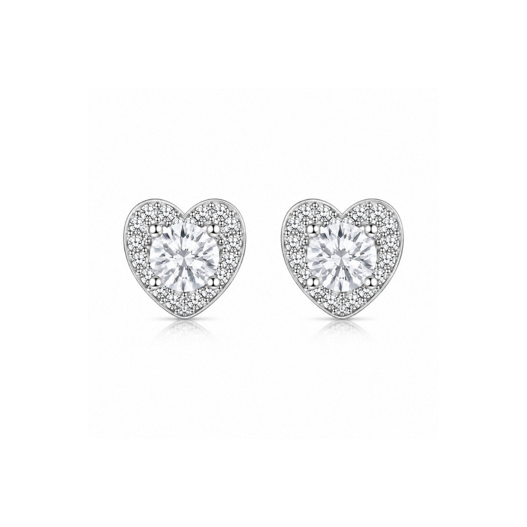 Brinco Coração Moissanite 1CT - 5mm