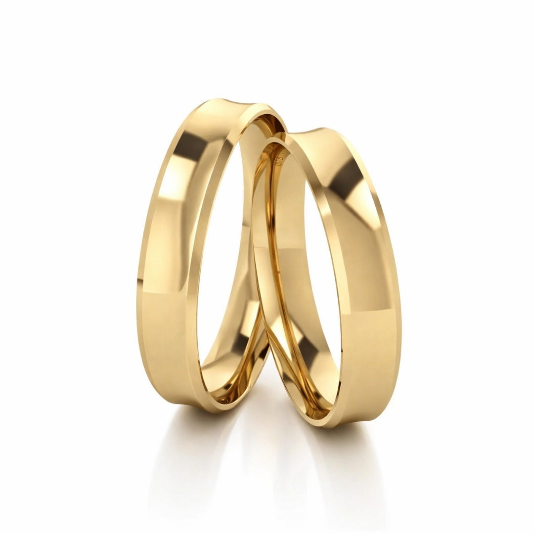 Par De Aliança De Ouro 18k Côncavo Com 4mm