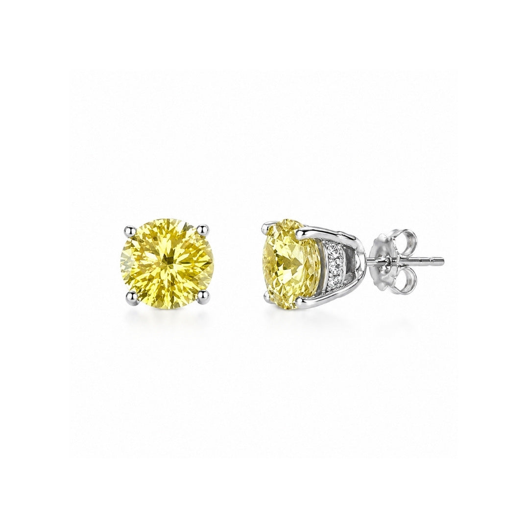 Brinco Solitário Moissanite Yellow Deep Vivid 1.5CT - 7.5mm