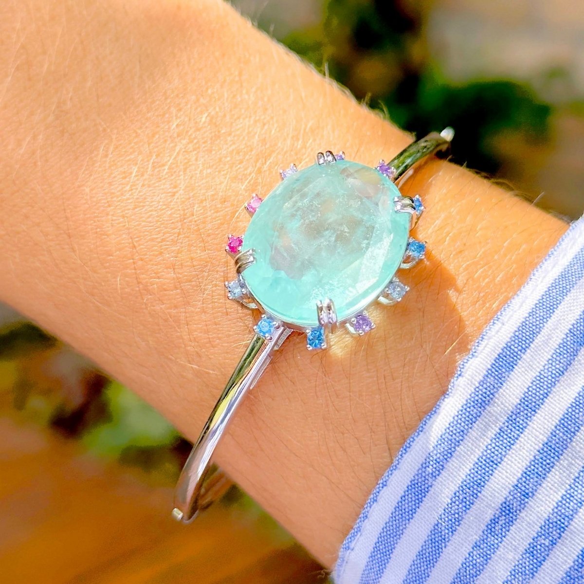 Pulseira Bracelete Fusion Turmalina Light de Prata