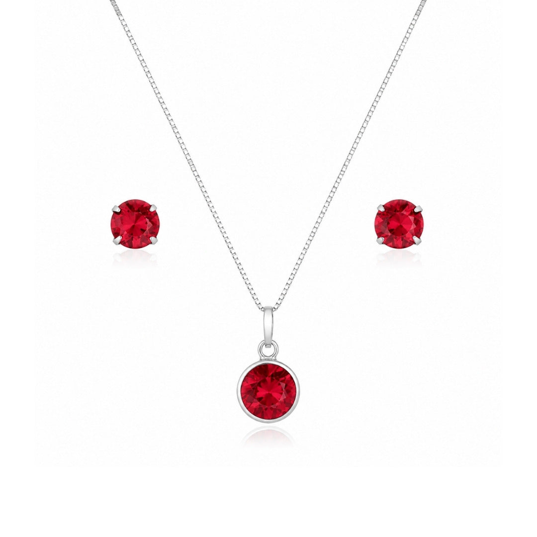 Conjunto Ponto de Luz Vermelho de Prata