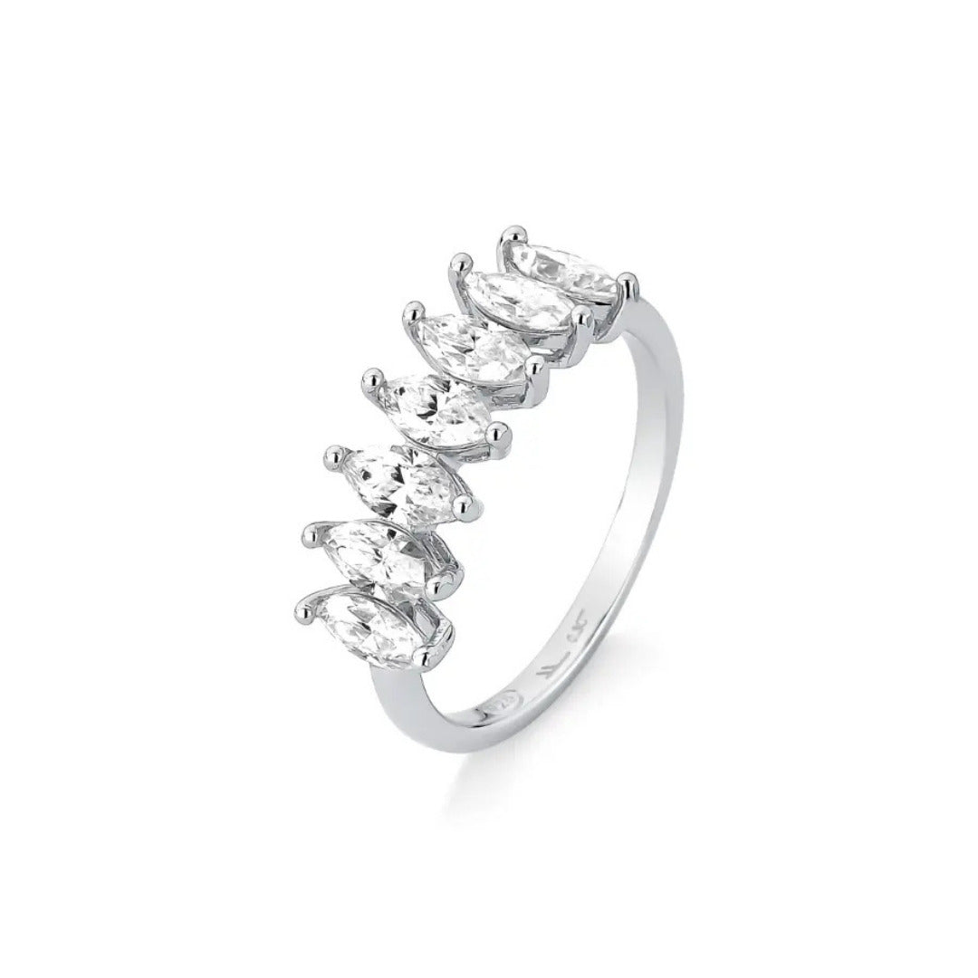 Meia Aliança Navete Moissanite 1CT