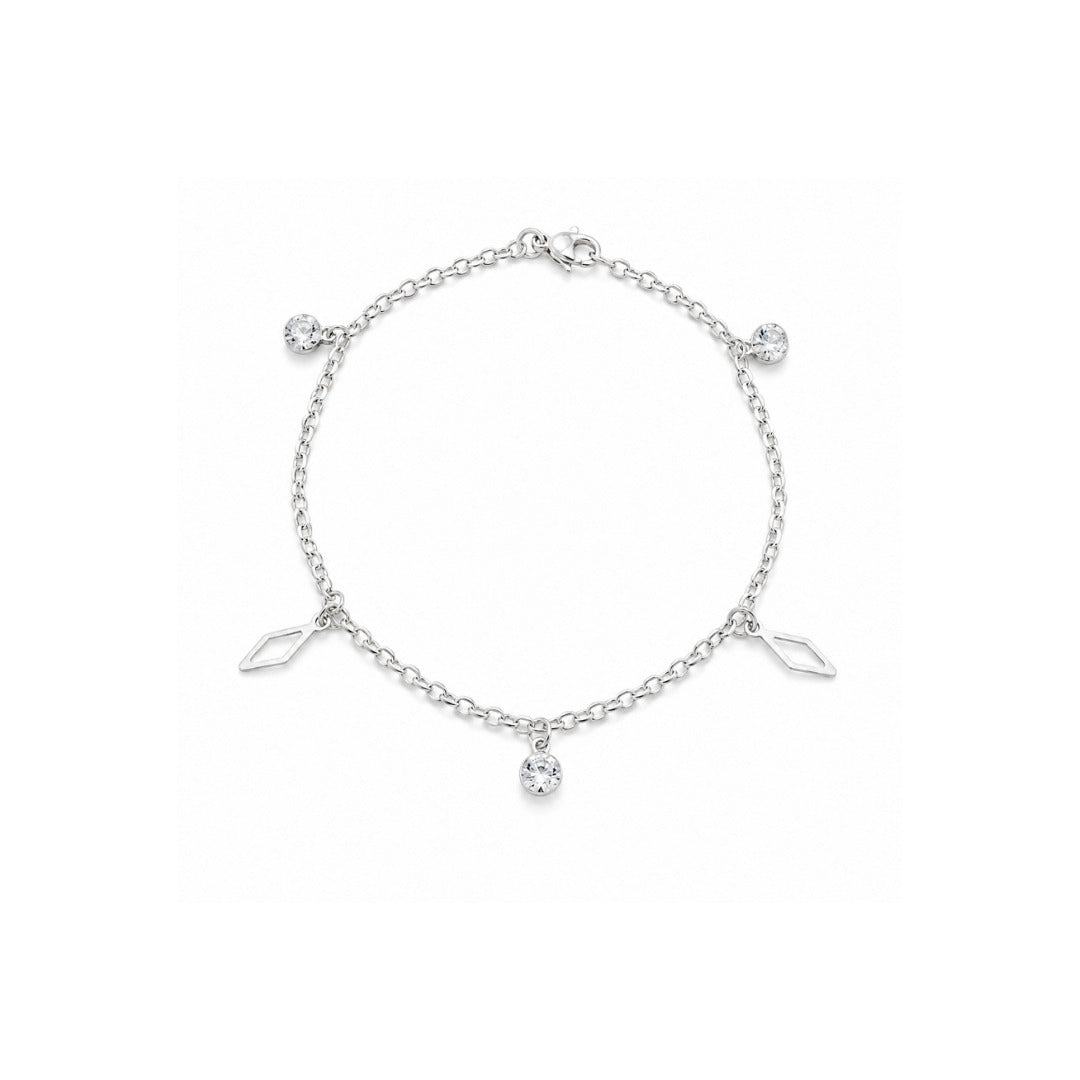 Pulseira Losango e Ponto de Luz Prata