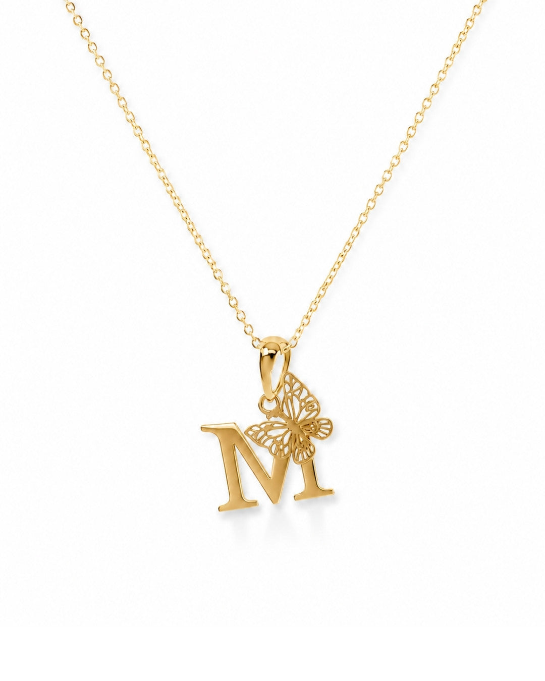 Colar Personalizado Letra com Borboleta em Ouro 18K